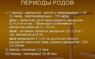 Продолжительность родов у первородящих