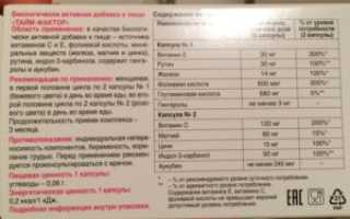 Тайм фактор витамины состав